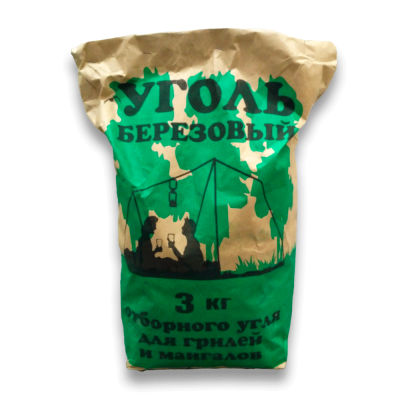 Продаем уголь древесный (берёза) 3кг в Тюмени по доступным ценам.
